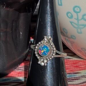 Sterling Silver Blue Opal Ring